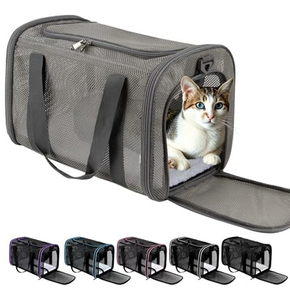 Cat Carrier, Soft-Sided Pet Carrier Bag, Breathable Mesh, Black (Grey, 17 * 11 * 11) - color: grey, size: 17.0"L x 11.0"W x 11.0"H