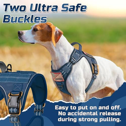 rabbitgoo Dog Harness No Pull, Military Dog Harness Medium Sized Dog with Handle & Molle, Easy Control Service Dog Vest Harness Training Walking, Adjustable Reflective Tactical Pet Harness, Blue, M - color: Blue, size: Medium