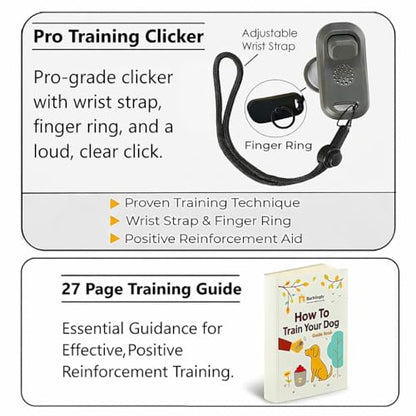 Barkingly. Dog Treat Pouch for Pet Training with Clicker. No Spill Magnetic Closure, 4 Ways to Wear, Detachable Waist Belt and Clip, Durable, One Handed Training, Waterproof Body. Treat Bag Pouches.