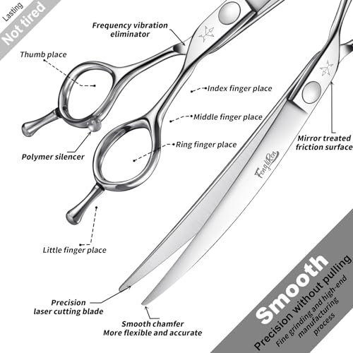 High-end Professional Dog Grooming Curved Scissors Pet Curved Shears 7.5 Inches Extremely Very Sharp Made Of Stainless Steel Alloy By Hand For Dog Cat Groomer - size: 7.5inch, style: Curved Shears