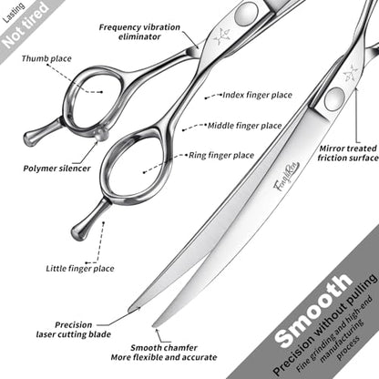 High-end Professional Dog Grooming Curved Scissors Pet Curved Shears 7.5 Inches Extremely Very Sharp Made Of Stainless Steel Alloy By Hand For Dog Cat Groomer - size: 7.5inch, style: Curved Shears