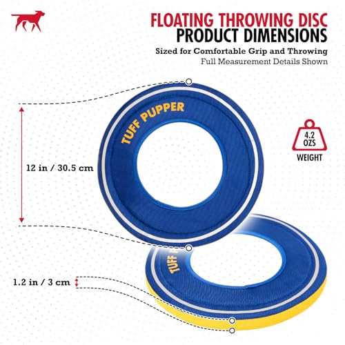 Tuff Pupper Floating Dog Frisbee Toy | Fetch Only Not a Chew Toy | Soft Foam Fetch Disc | High-Visibility Water & Snow Play | Gentle on Teeth | Lightweight Durable Outdoor Flying Toy - color: Floating Ring Toy