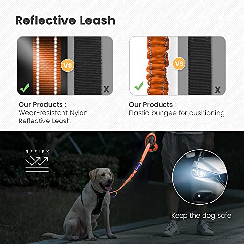 IOKHEIRA Orange Leash for Large Dogs, Multifunctional Adjustable Heavy Duty Leash - color: Orange