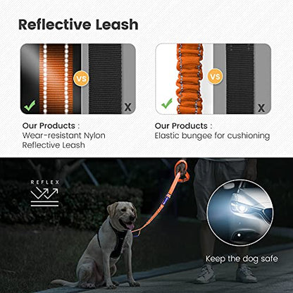 IOKHEIRA Orange Leash for Large Dogs, Multifunctional Adjustable Heavy Duty Leash - color: Orange