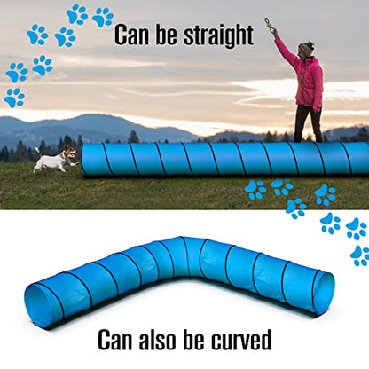 Houseables Dog Tunnel, Dog Agility Tunnel, Agility Equipment, 18 Feet, Puppy Obstacle Course, Pet Playground, Crawling, Small, Medium, Large, Indoor/Outdoor, Play, Pop Up Set, Exercise Tube, Toy, Blue - color: Blue