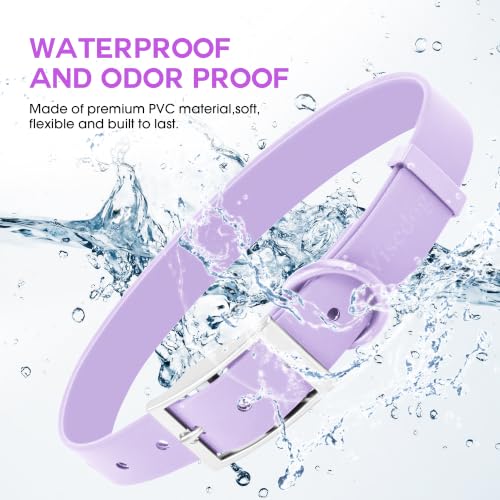 Wisedog Small Puppy Collar, XS 7"-10" × 1/2 in, Lilac | Soft Rubber Coated Webbing, Cute Pet Collars, For Small Dogs Cats - color: Lilac