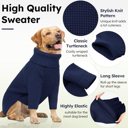 Queenmore Navy Blue Dog Turtleneck Sweater, Small, Solid, Polycotton, X-Small - color: Navy Blue, size: X-Small