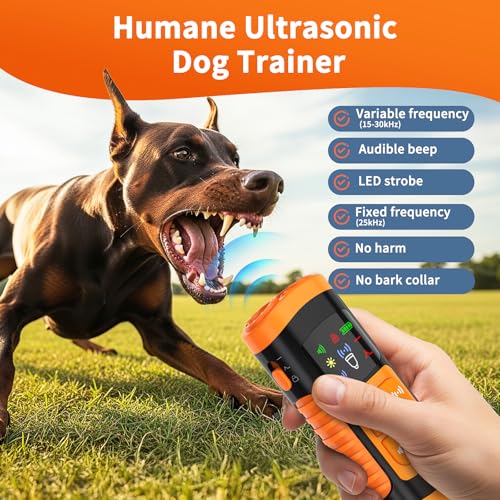 Dog Bark Control Devices - Ultrasonic Anti Barking Deterrent for All Dogs, Pets Gentle Trainer with LCD Screen, 35 ft Range Barkguard Stopper, Portable Humane Behavior Training Tools Indoor Outdoor