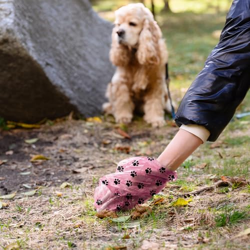 Dyforce 600 Count Dog Poop Bags Rolls with Dispenser, Scented Leak Proof Pet Waste Poop Bags for Dogs 13x9", Extra Thick and Large Doggy Cat Litter Bags for Poops with Holder, Pink - color: Pink