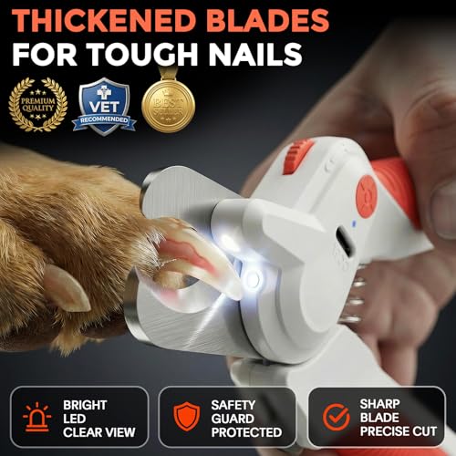 Dogs & Cats Nail Clippers with Light – Safety Guard Pet Nail Trimmer Reveals the Quick, Stainless Steel Blades, Beginner Friendly Grooming Tool for Home Use, Suitable for Small, Medium & Large Pets - color: Orange
