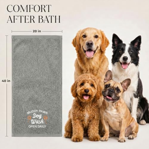DAN RIVER Dog Towel - Pack of 1, 100% Cotton, 20x40, Ultra Soft 450 GSM, Super Absorbent & Quick Drying Towel for Dogs, Cats, and Other Pets, High Rise. - color: Silver