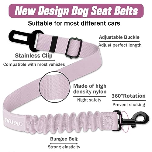 COOYOO Dog Seat Belt,3 Piece Set Retractable Dog Car Adjustable Seatbelts for Vehicle Nylon Pet Safety Heavy Duty & Elastic & Durable Car Harness for Dogs - color: Set 10-Black+Light Pink