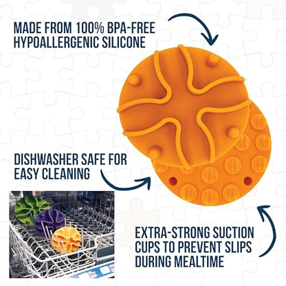 Palz&Co Paw Puzzles Slow Feeder Dog Bowl Insert - 4" Round Silicone Insert for Small Pet Bowls, Orange - Promotes Healthier Eating & Mental Stimulation, Dishwasher Safe - size: Small