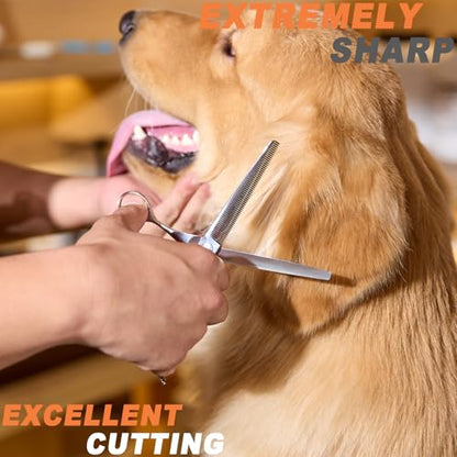 High-end Professional Dog Grooming Thinning Scissors Teeth Cutting Blending Shears Pet Texturizing Shears 7 Inch Extremely Very Sharp Stainless Steel Alloy For Cat Other Animals Groomer - size: 7inch, style: Thinning Shears