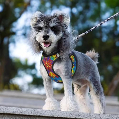 Adjustable Cat Dog Harness Vest, Spiral Tie Dye Abstract Rainbow Swirl Art, Breathable No Pull Escape Proof Design, Universal Fit for Puppies Cats Training - color: Style (522), size: Large