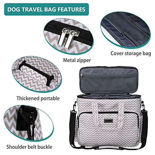 BAGLHER Dog Travel Bag, Pet Travel Bag (ALL Pet Travel Supplies), With 2 Pet Food Containers and 2 Collapsible Silicone Bowls; Essential Kits for Pet Travel BLW - color: BLW, size: Large