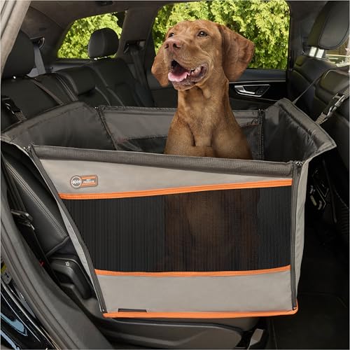 K&H Products Buckle N Go Dog Car Seat for Medium Dogs, Waterproof Fabric, Breathable Mesh Sides, Adjustable Seatbelt Leash, Pet Car Seat for Medium to Large Pets, Cover - 21 X 19 X 19in - color: Gray, size: Large 21 X 19 X 19 Inches