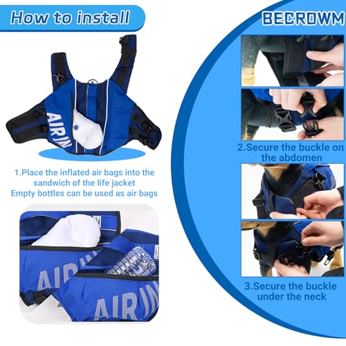 Dog Life Jacket Ripstop Dogs Life Vest for Swimming Boating Dog Safety Vest Adjustable Preserver with High Buoyancy and Durable Rescue Handle for Small,Medium,Large Dogs (Medium) - size: Medium