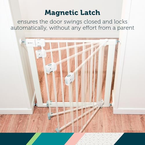 Safety 1st Easy Install Baby Gate for Doorways, Auto-Close Pressure-Mounted Magnetic Latch, Indoor Dog Gates, No Drilling, Fits 29"-38", Grey - color: Gray