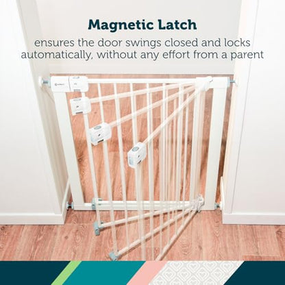 Safety 1st Easy Install Baby Gate for Doorways, Auto-Close Pressure-Mounted Magnetic Latch, Indoor Dog Gates, No Drilling, Fits 29"-38", Grey - color: Gray