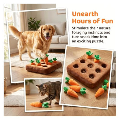 Carrot Dog Toy, Snuffle Mat for Dogs Toy Carrot, Interactive Carrots Dog Plush Puzzle Toys,Carrot Garden Dog,Dog Carrot Toys Pet Stress Relief with 12 Carrots