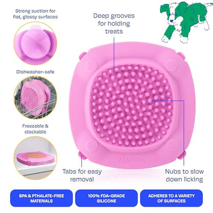 Aquapaw XL Dog Lick Mat - Suction Cups for Stable Dog Food Mat - Slow Licking Boredom Buster Treat Pad with Peanut Butter - Dishwasher-Safe Silicone Pad - XL, Pink - size: 1-Pack XL