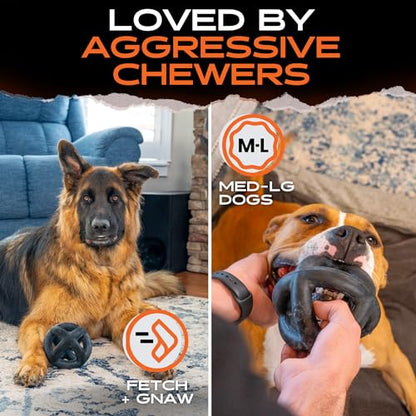 Monster K9 Ring Ball | Virtually Indestructible. Lifetime Guaranteed. | VULCRON™ Natural Rubber | Durable, Heavy Duty Dog Chew Toy for Aggressive Chewers | Medium & Large Breeds, 5.5”