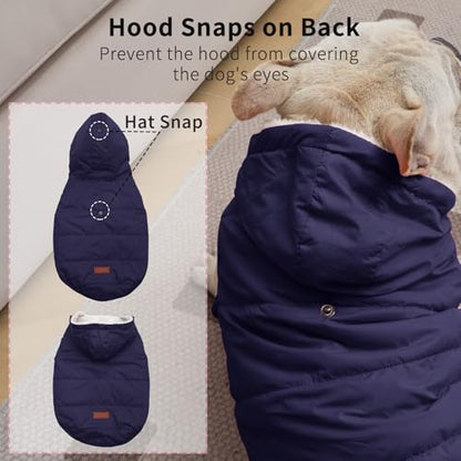 Vecomfy Fleece Lining Extra Warm Dog Hoodie in Winter,Small Dog Jacket Puppy Coats with Hooded,Blue XS - color: Blue, size: X-Small (Pack of 1)