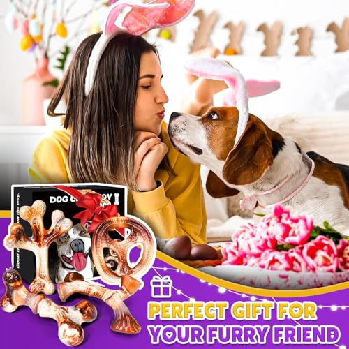 4 Pack Dog Chew Toys for Aggressive Chewers - Tough Indestructible Dog Toys with Bacon Flavor- Durable Nylon Bones Toy for Small Medium Large Breed - Puppy Gifts - size: Medium