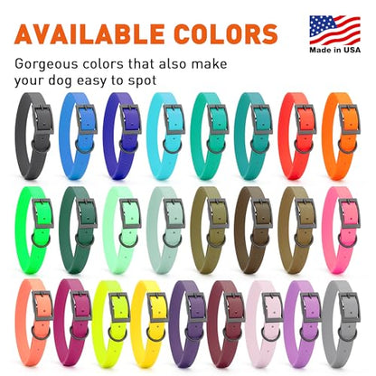Dogline Biothane Waterproof Dog Collar Strong Coated Nylon Webbing with Black Hardware Odor- Proof for Easy Care Easy to Clean High Performance Fits Small Medium or Large Dogs, Sea Foam Green