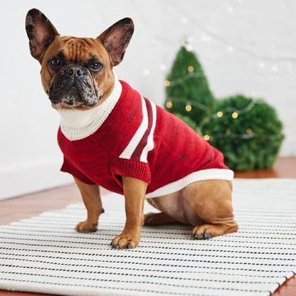 GF PET Trekking Sweater | Quality Multi-Knit Turtleneck for Small, Medium, Large Dogs | Warm Striped Heathered Pullover with Ribbed Armholes | 100% Acrylic | Machine Washable - Red - 2X Large - color: Red, size: XX-Large
