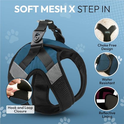 Gooby Soft Mesh X Step in Dog Harness - Blue, X-Small - color: Blue, size: X-Small