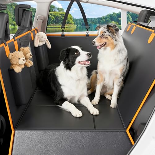Back Seat Extender for Dogs, Hard-Bottom Waterproof Dog Car Seat Cover, PU Leather Backseat Bridge Platform, 2026 Upgraded Material, Anti-Slip, Durable, Holds 400lbs, Easy to Install (Black Brown) - color: Black Brown, size: Large(For Car, SUV)