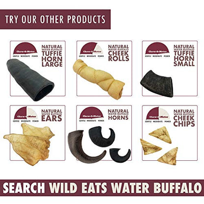 Wild Eats Water Buffalo Retriever Style Cheek Roll Dog Chews - 5 Pack (Long Lasting Chews, Treats, Bones for Aggressive Chewers & Large Dogs) Great Substitute Pig Ears Dogs