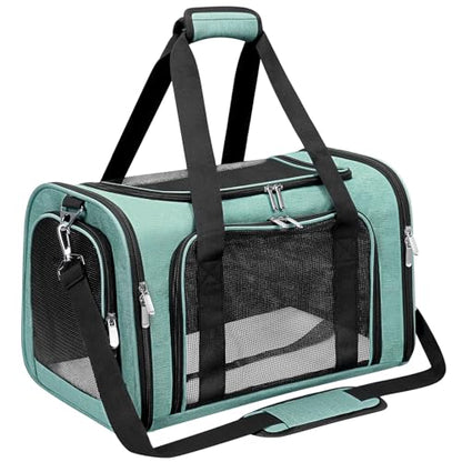 Soft-Sided Cat/Dog/Pet Carrier, Collapsible Pets Travel Carriers for Big Cats/Small Dogs with Shoulder Strap & Removable Mat, Mesh Puppy Carry Bag, Up to 25 Lbs (Turquoise) - color: Turquoise, size: 20"L x 13"W x 13"H