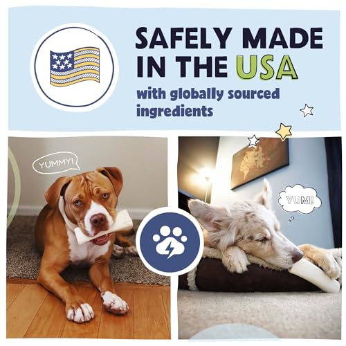 Pawstruck Large 5-6" Filled Dog Bones, Peanut Butter Flavor - Made in USA, Long Lasting Stuffed Femur for Aggressive Chewers, Dental Treat - Pack of 3, Packaging May Vary - size: 3 Pack