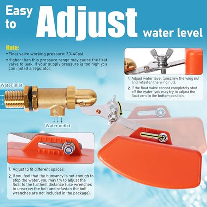 Brass Float Valve 1/2 Inch, Livestock Water Tank Float Valve Switch Brass Float Ball Valve Shut Off Pool Auto Fill Valve for Automatic Waterer - style: 1/2" Orange