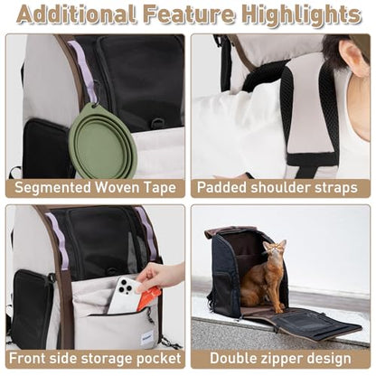 ETIAL Pet Carrier Backpack for Cats and Small Dogs, Bubble Backpack with Front Expandable Lounge, Airline Approved Comfortable Ventilated Travel Carrier for Pets Up to 18lbs (Light Grey)