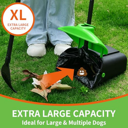 ienjoyed 40" Tall Dog Pooper Scooper with 100 Bags Attachment, Large Capacity Swivel Bin and Rake Metal Pole, Long Handle Pooper Scooper for Large Dogs, Dog Poop Scoop for Yard (Green) - color: Green