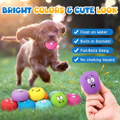 Hungdao 40 Pcs Bulk Dog Squeaky Toys Soft Rubber Latex Dog Toys Small Squeaky Balls Interactive Fetch Balls for Teething Small Pet Breeds Training(Funny Face)