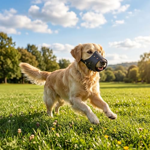 Dog Muzzle Leather, Comfortable and Safe Anti-Barking Leather Dog Muzzle, Breathable and Adjustable, Anti-Bite, Anti-Barking, Anti-Chewing, Suitable for Small, Medium and Large Dogs - size: M