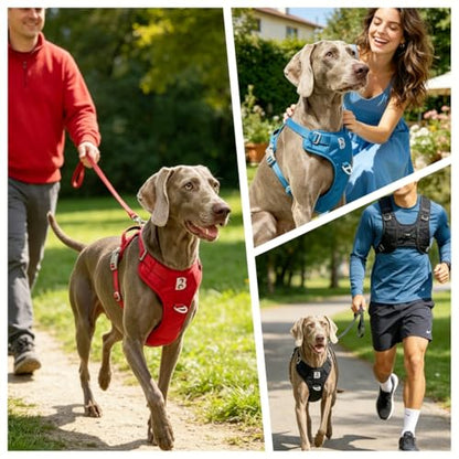 No Pull Front Clip Dog Harness, Heavy Duty 360° Reflective Dog Vest with Dual Zinc Alloy D-Rings, Soft Padded Harness with Control Handle for Small Medium Large Dogs (Black, L) - color: Black, size: L