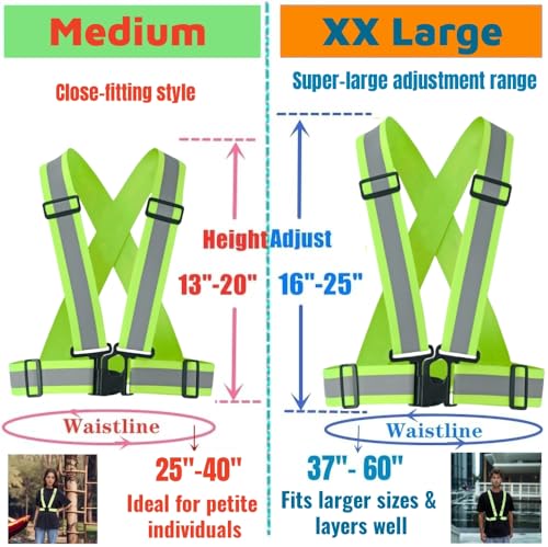 2.0 IN High Visibility Reflective Safety Strap for Construction, Running, Cycling - color: 8pc-yellow, size: XX-Large
