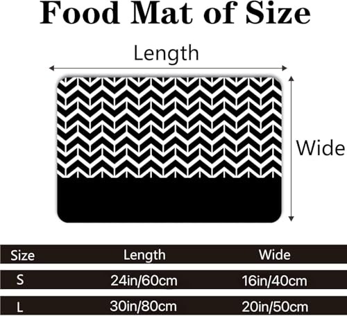 Personalized Dog & Cat Food Mat with Name Waterproof PU Pet Bowl Mat Non-Slip Rubber Bottom Easy Clean 3 Sizes (24"×16", 30"×20", 36"×24") Black Paw Prints (Fish Bone) - color: Wave