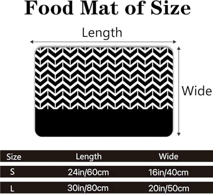 Personalized Dog & Cat Food Mat with Name Waterproof PU Pet Bowl Mat Non-Slip Rubber Bottom Easy Clean 3 Sizes (24"×16", 30"×20", 36"×24") Black Paw Prints (Fish Bone) - color: Wave