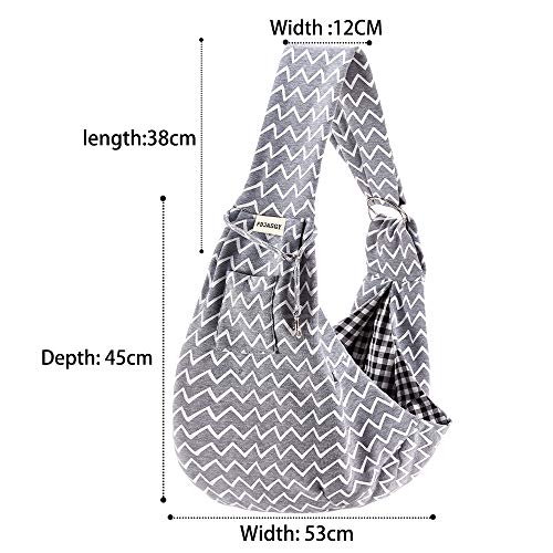 FDJASGY Small Pet Sling Carrier-Hands Free Reversible Pet Papoose Bag Tote Bag with a Pocket Safety Belt Dog Cat for Outdoor Travel (Gray Stripe) - color: Adjustable Gray Stripe