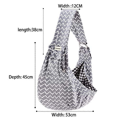FDJASGY Small Pet Sling Carrier-Hands Free Reversible Pet Papoose Bag Tote Bag with a Pocket Safety Belt Dog Cat for Outdoor Travel (Gray Stripe) - color: Adjustable Gray Stripe
