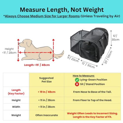 Crash-Tested Expandable Cat Carrier & Small Dog Car Seat - CPS Certified for Crash Protection & Safe Pet Travel. - size: Medium-20x12x12