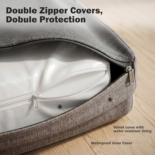 Pawfect Orthopedic Dog Bed for Small, Medium & Large Dogs, Memory Foam Pet Bed with 3 Waterproof Covers, Washable Removable Velvet Cover, Supportive Bolsters, Non-Slip Base (Medium: 32.5"x24.5"x7.5")
