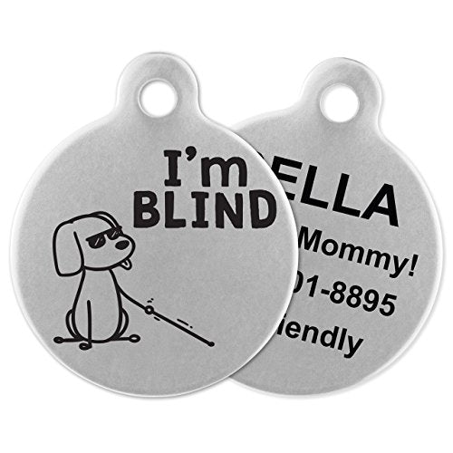 If It Barks - Engraved Pet ID Tags for Dogs - Personalized Stainless Steel Identification Tags - Custom Name Tag Attachment - Made in USA, I'm Blind - color: Blind